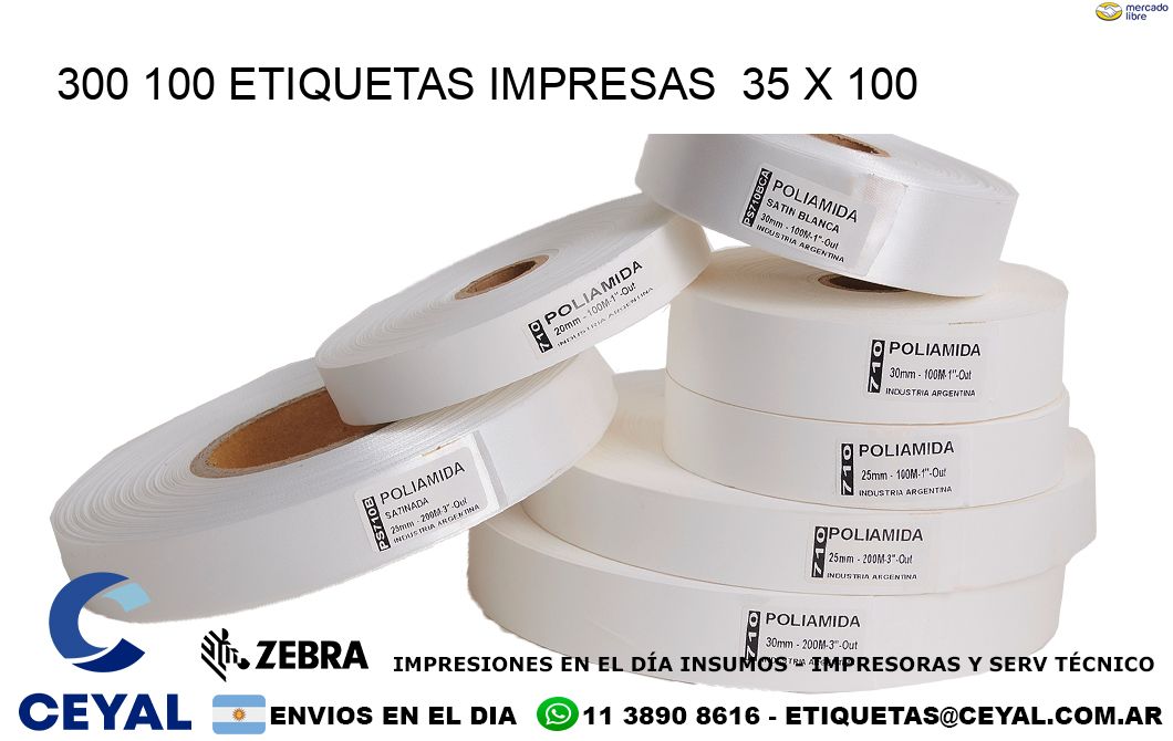 300 100 ETIQUETAS IMPRESAS  35 x 100