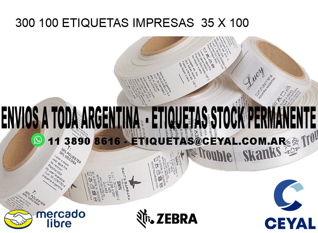 300 100 ETIQUETAS IMPRESAS  35 x 100