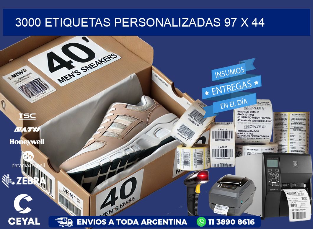 3000 ETIQUETAS PERSONALIZADAS 97 x 44