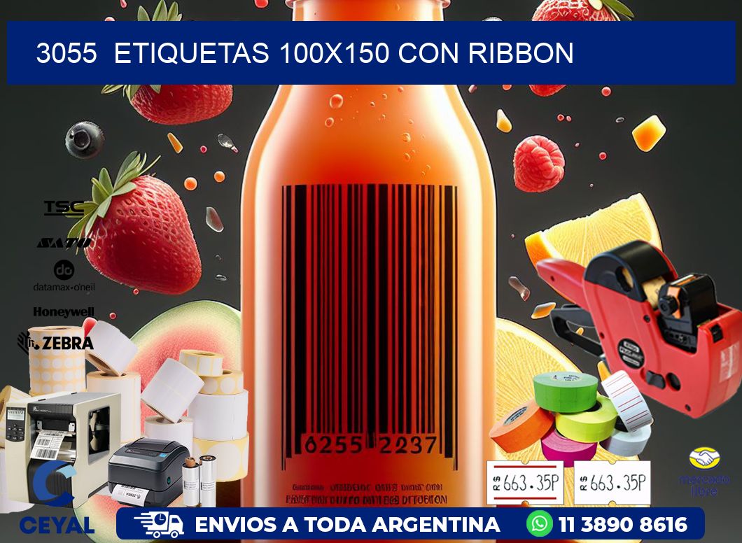 3055  ETIQUETAS 100X150 CON RIBBON