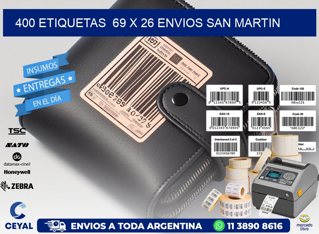 400 ETIQUETAS  69 x 26 ENVIOS SAN MARTIN