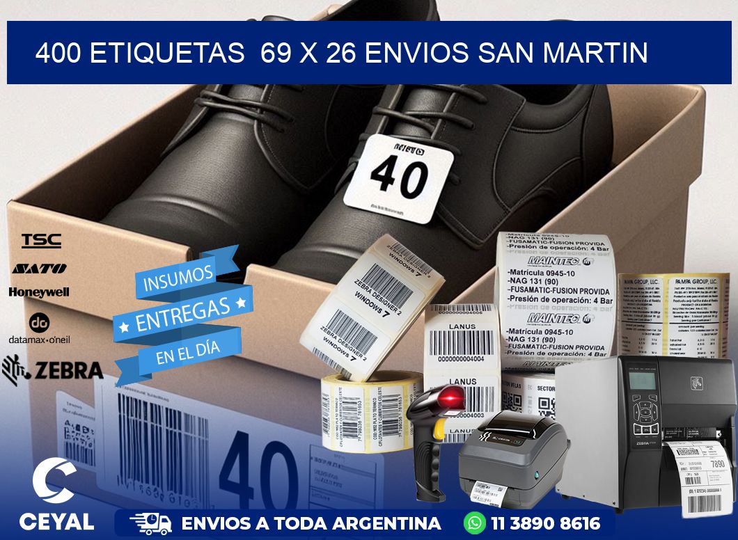 400 ETIQUETAS  69 x 26 ENVIOS SAN MARTIN