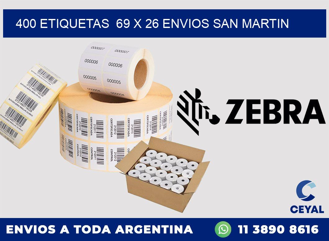 400 ETIQUETAS  69 x 26 ENVIOS SAN MARTIN