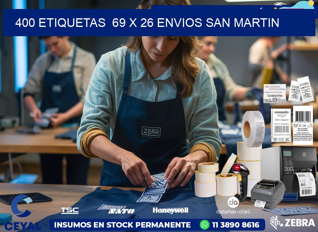 400 ETIQUETAS  69 x 26 ENVIOS SAN MARTIN