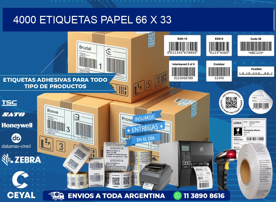 4000 ETIQUETAS PAPEL 66 x 33