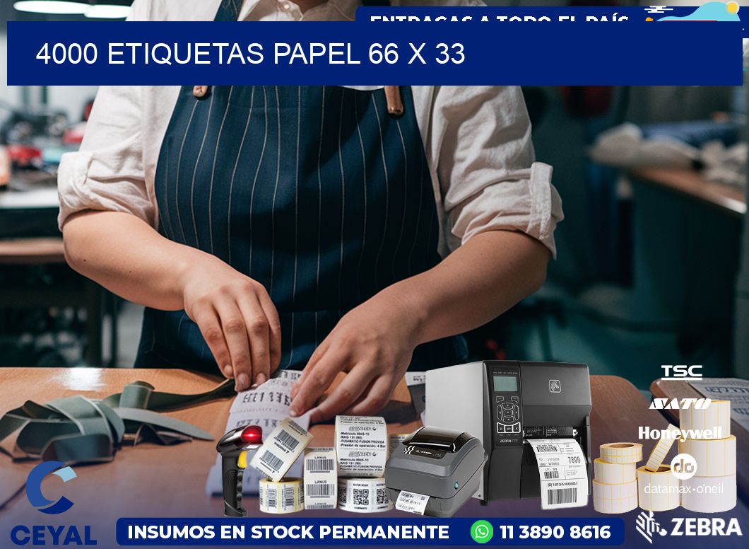 4000 ETIQUETAS PAPEL 66 x 33