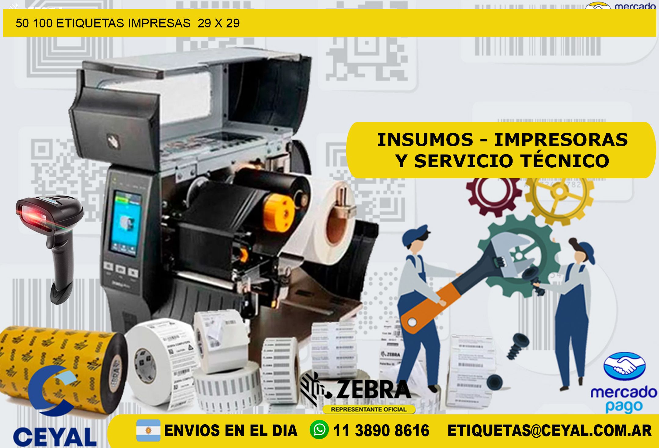 50 100 ETIQUETAS IMPRESAS  29 x 29