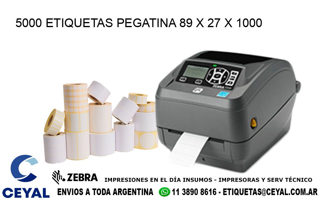 5000 ETIQUETAS PEGATINA 89 x 27 x 1000