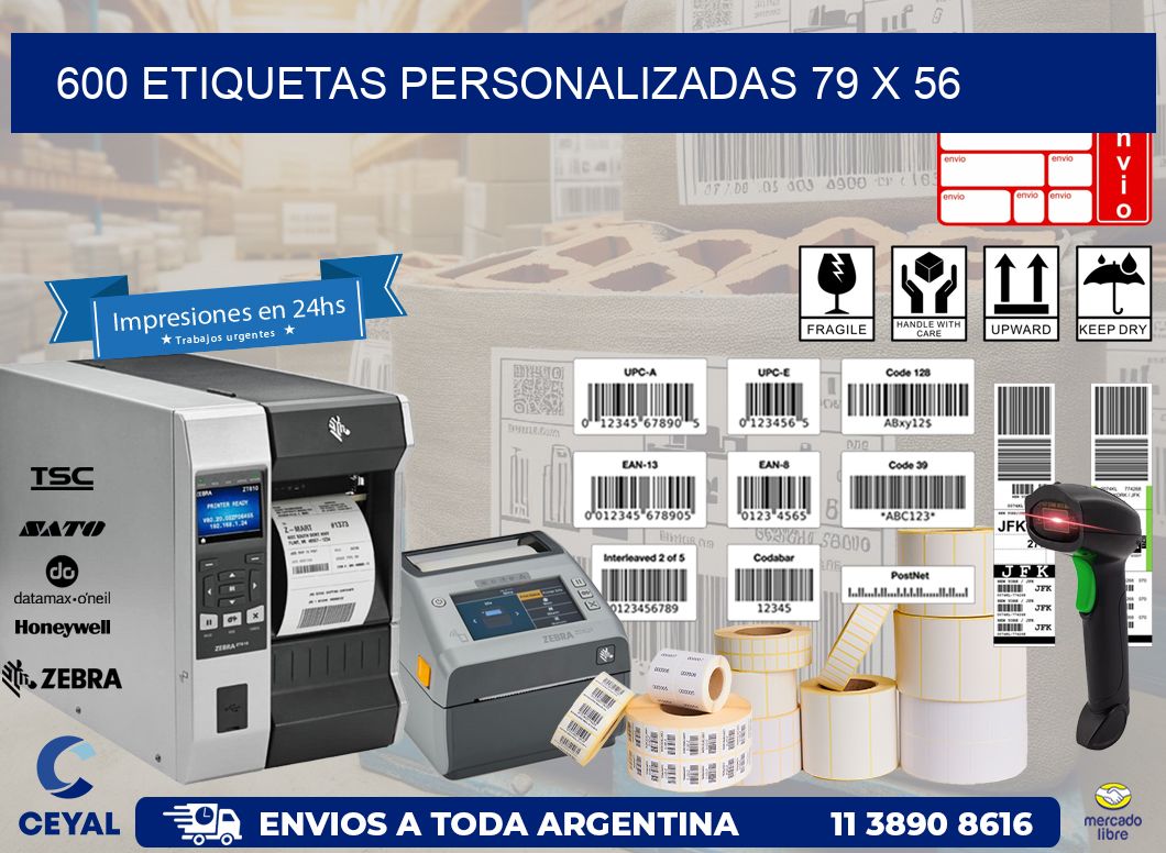 600 ETIQUETAS PERSONALIZADAS 79 x 56