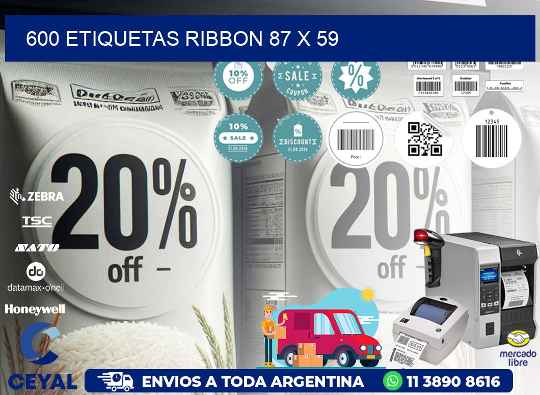 600 ETIQUETAS RIBBON 87 x 59