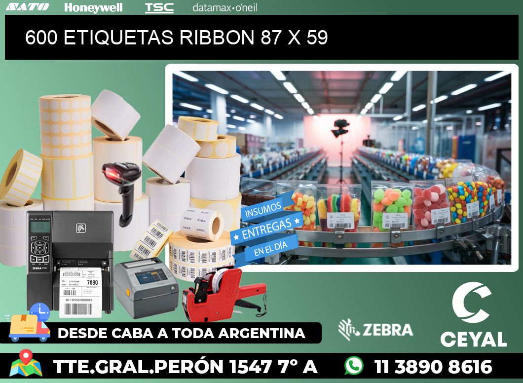 600 ETIQUETAS RIBBON 87 x 59