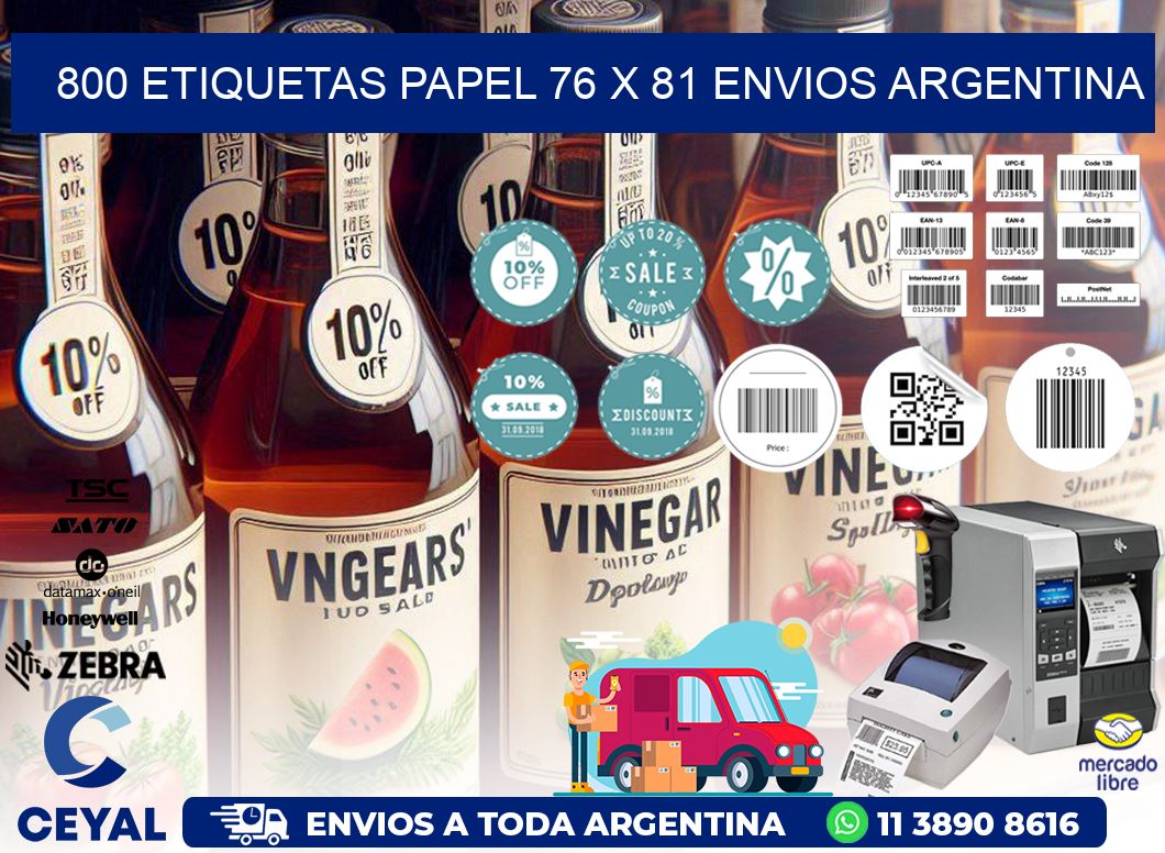 800 ETIQUETAS PAPEL 76 x 81 ENVIOS ARGENTINA