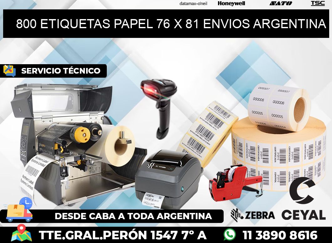 800 ETIQUETAS PAPEL 76 x 81 ENVIOS ARGENTINA