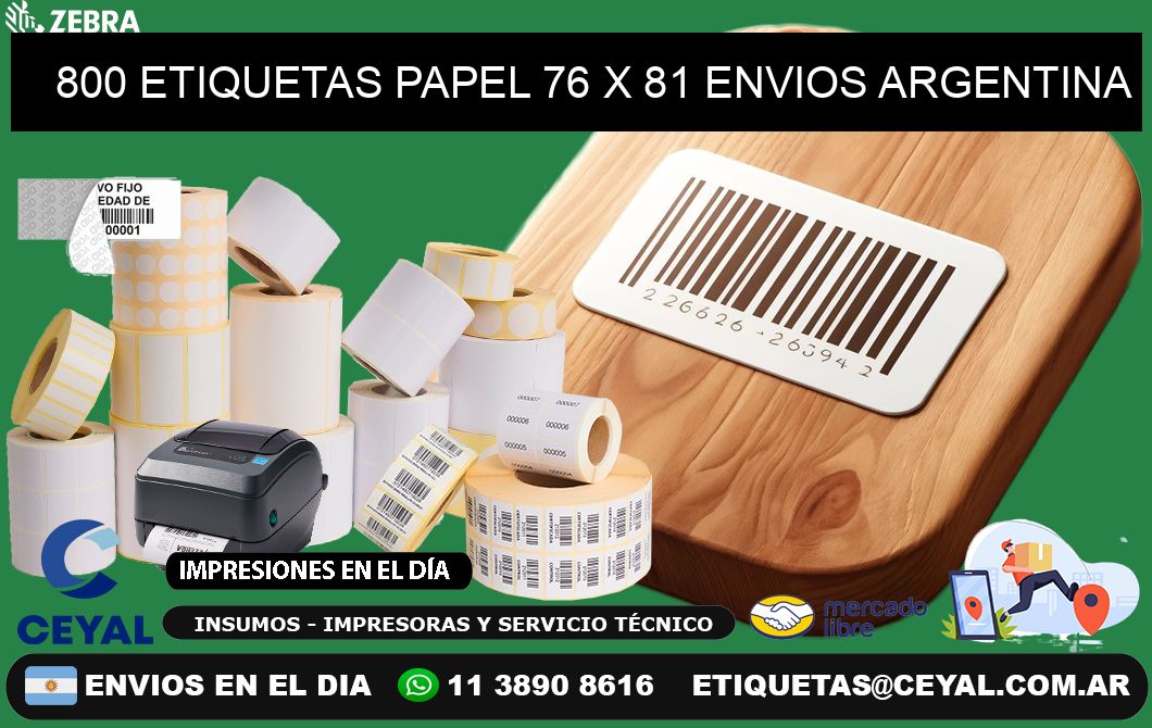 800 ETIQUETAS PAPEL 76 x 81 ENVIOS ARGENTINA