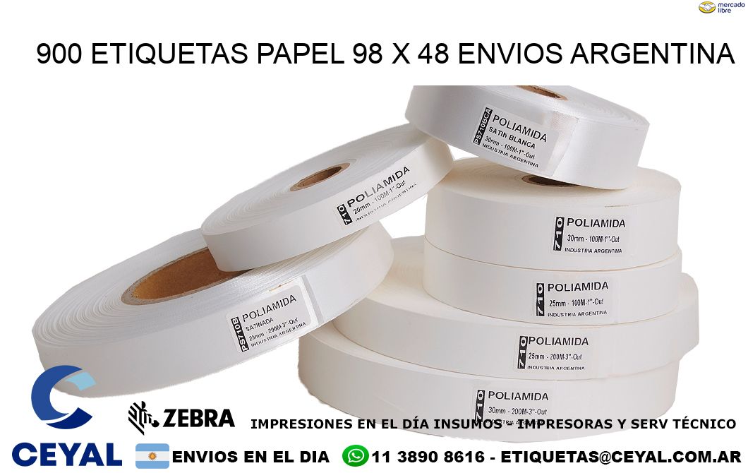 900 ETIQUETAS PAPEL 98 x 48 ENVIOS ARGENTINA