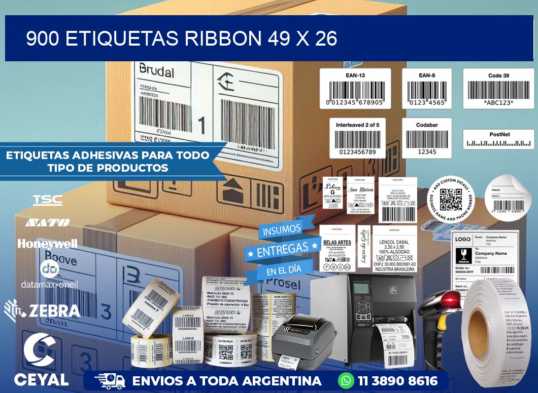 900 ETIQUETAS RIBBON 49 x 26