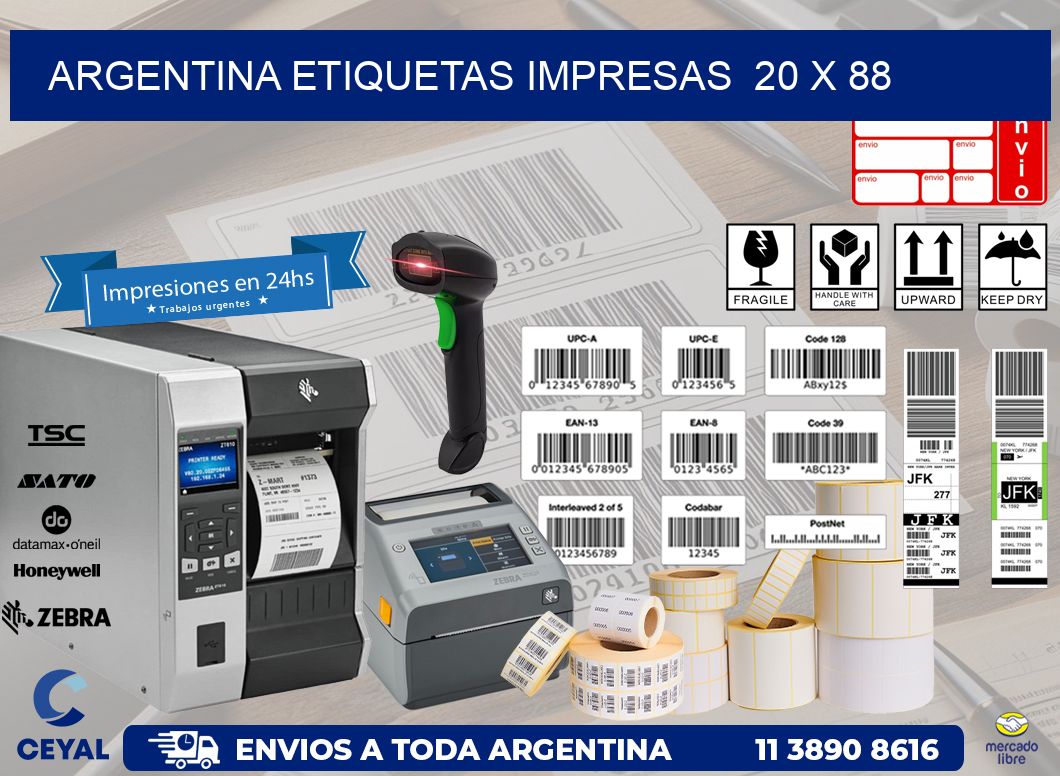 ARGENTINA ETIQUETAS IMPRESAS  20 x 88