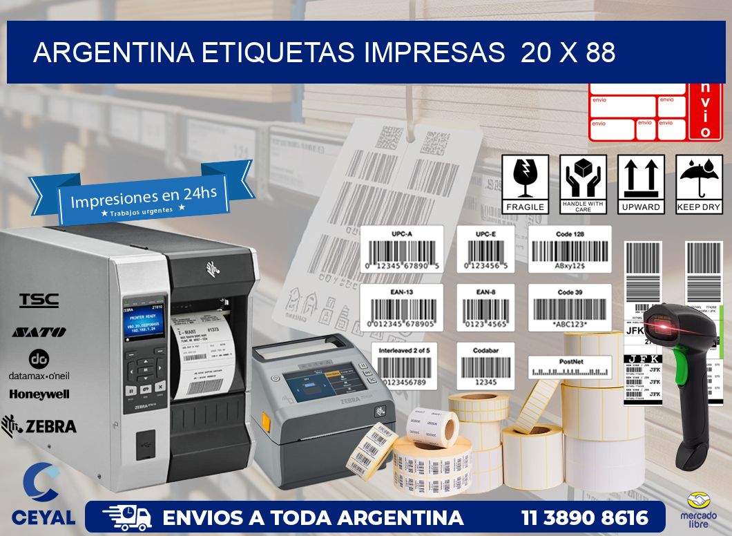 ARGENTINA ETIQUETAS IMPRESAS  20 x 88