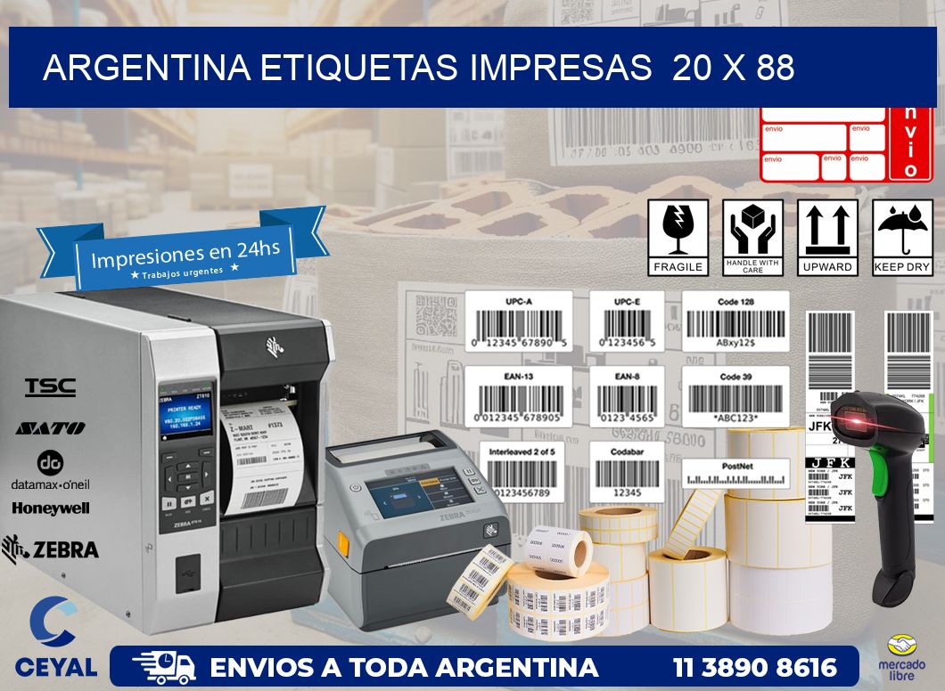 ARGENTINA ETIQUETAS IMPRESAS  20 x 88