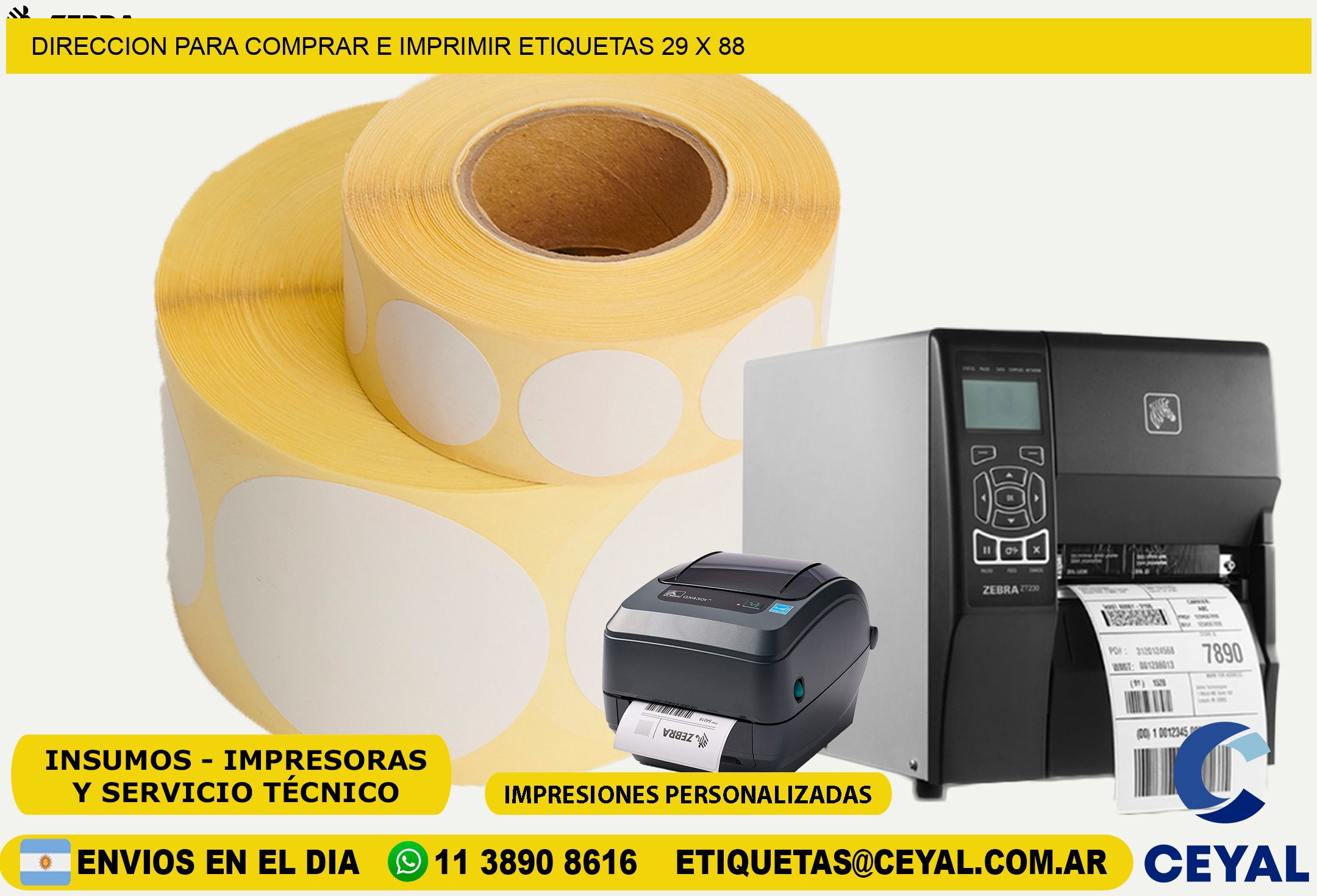 DIRECCION PARA COMPRAR E IMPRIMIR ETIQUETAS 29 x 88