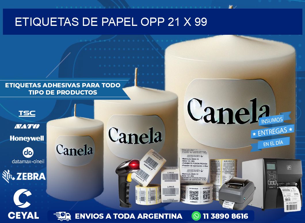 ETIQUETAS DE PAPEL OPP 21 x 99