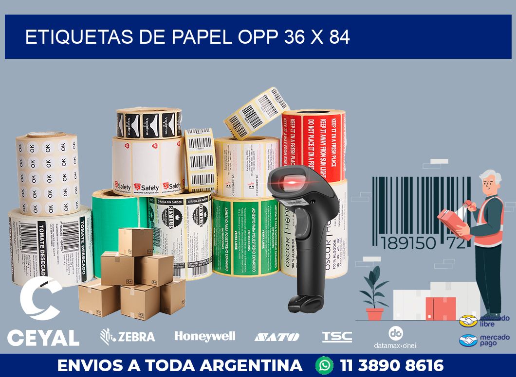 ETIQUETAS DE PAPEL OPP 36 x 84