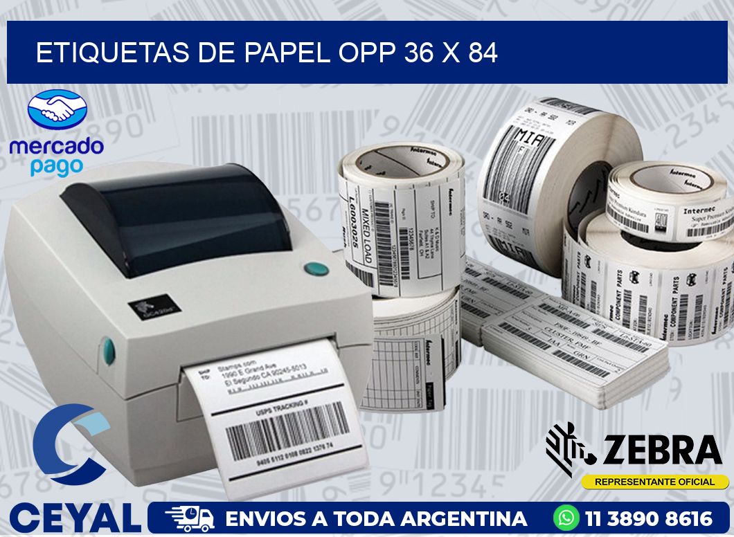 ETIQUETAS DE PAPEL OPP 36 x 84