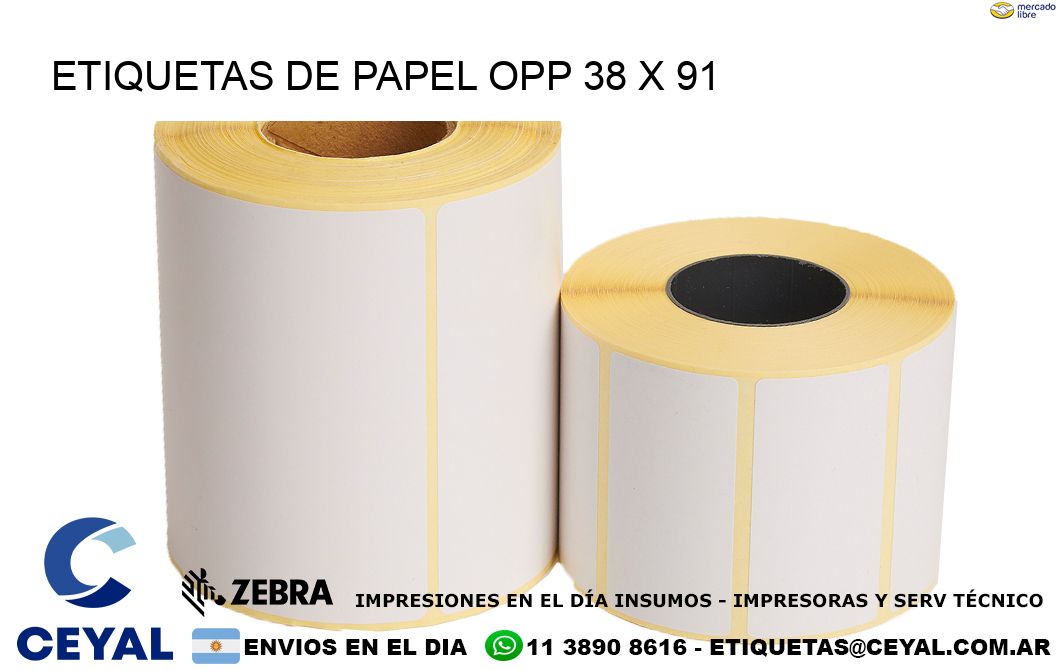 ETIQUETAS DE PAPEL OPP 38 x 91