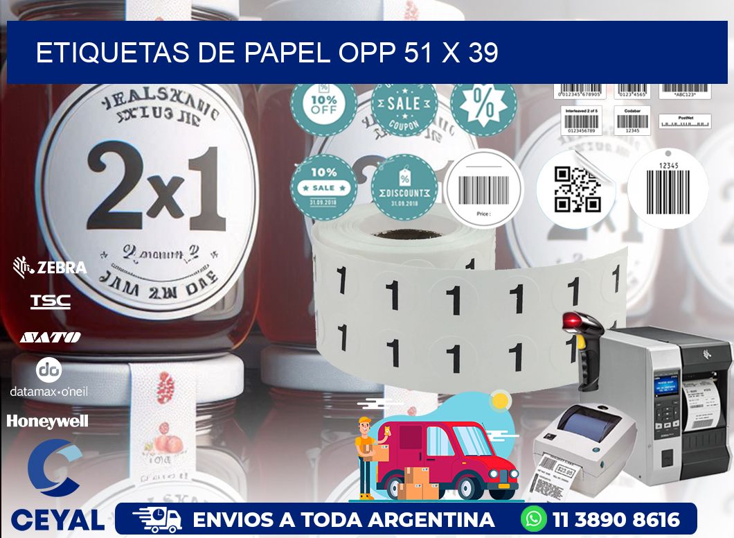 ETIQUETAS DE PAPEL OPP 51 x 39