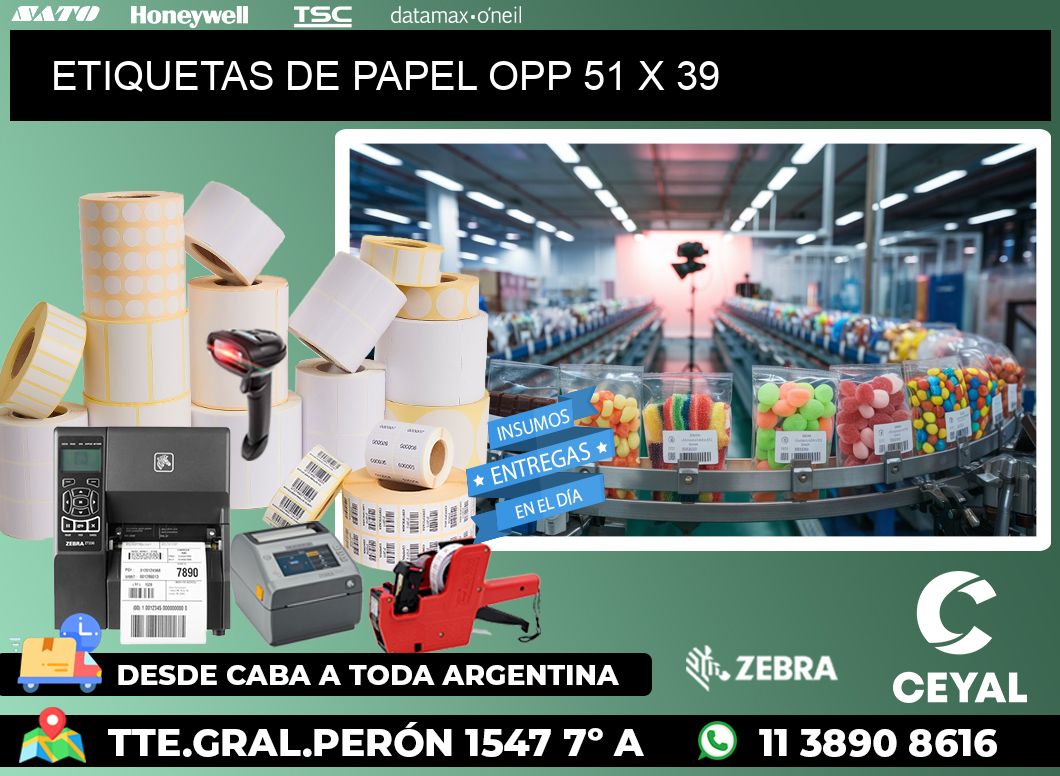 ETIQUETAS DE PAPEL OPP 51 x 39