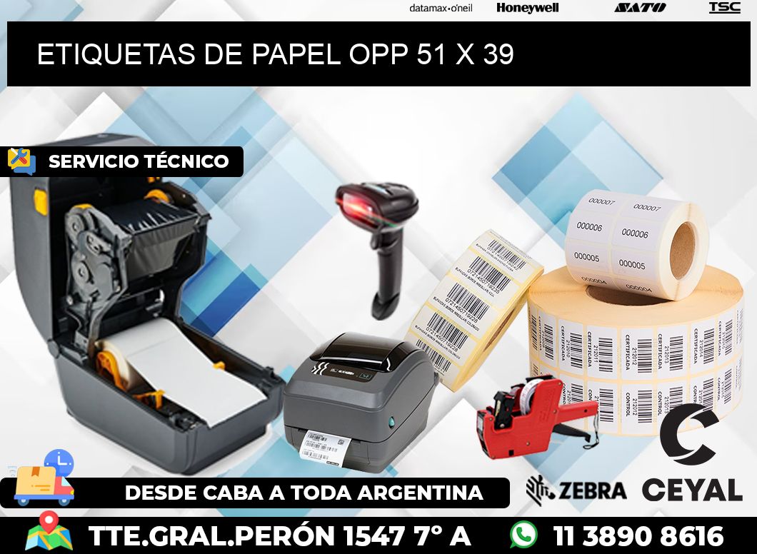 ETIQUETAS DE PAPEL OPP 51 x 39