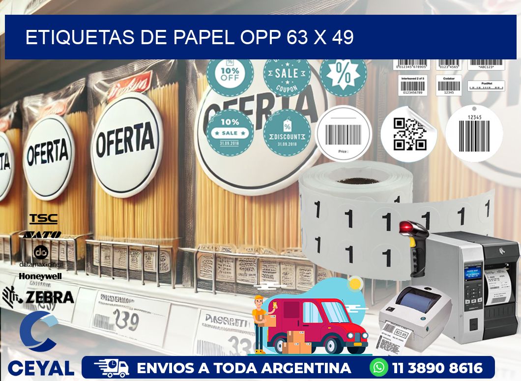 ETIQUETAS DE PAPEL OPP 63 x 49