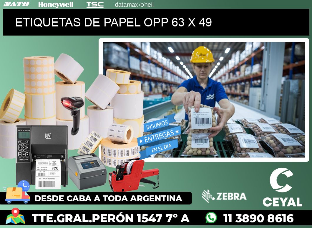 ETIQUETAS DE PAPEL OPP 63 x 49