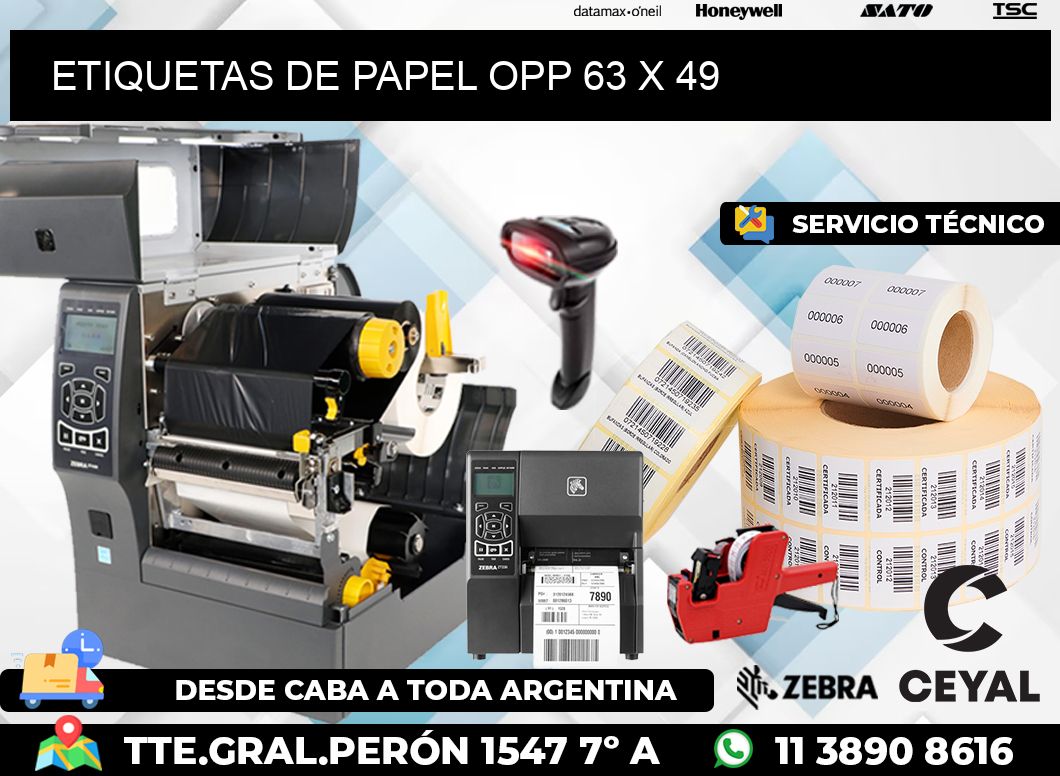 ETIQUETAS DE PAPEL OPP 63 x 49