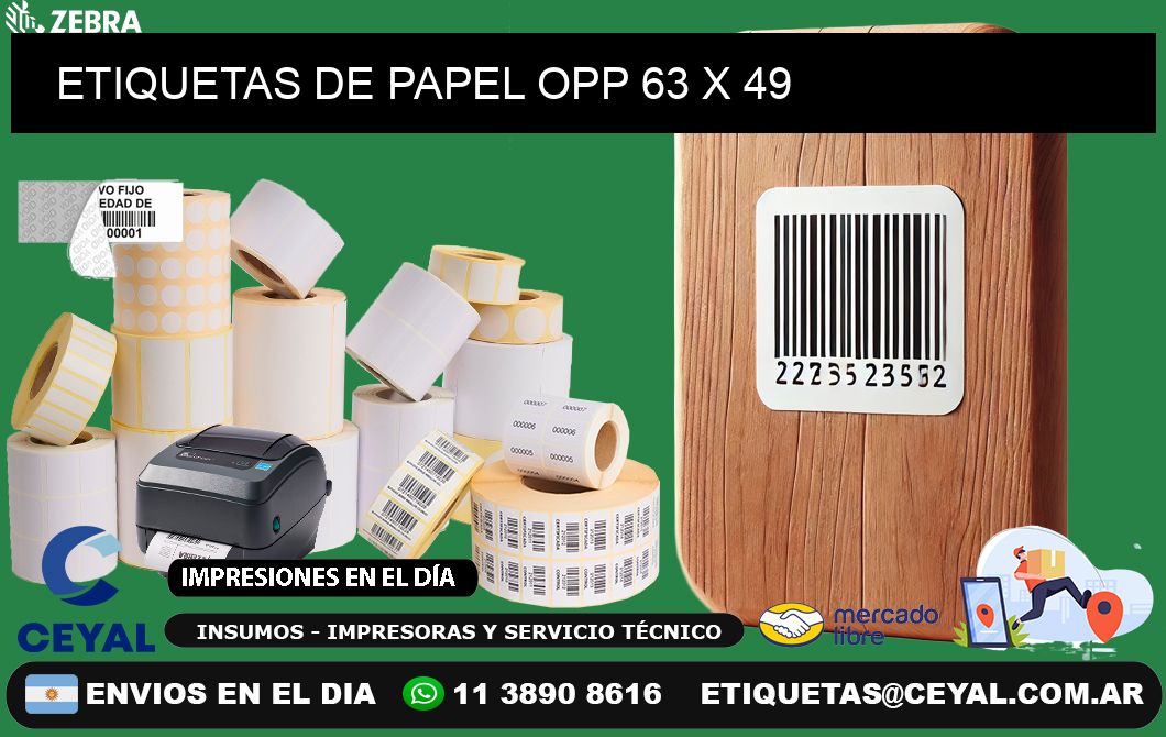 ETIQUETAS DE PAPEL OPP 63 x 49