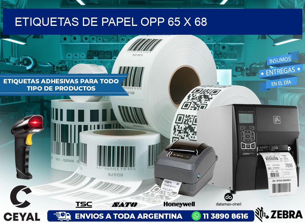 ETIQUETAS DE PAPEL OPP 65 x 68