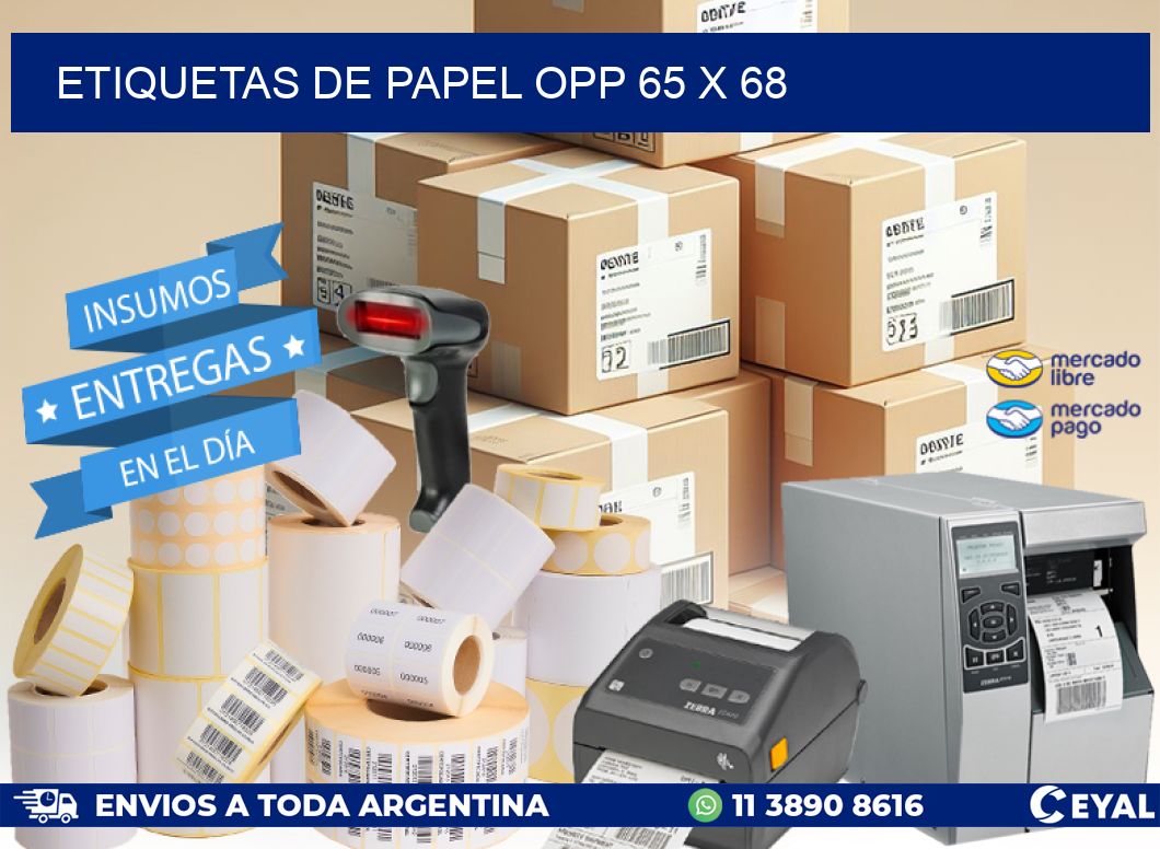 ETIQUETAS DE PAPEL OPP 65 x 68