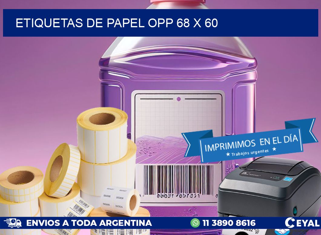 ETIQUETAS DE PAPEL OPP 68 x 60