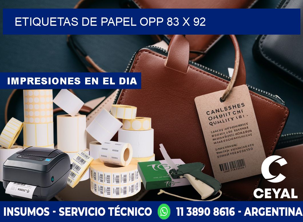 ETIQUETAS DE PAPEL OPP 83 x 92