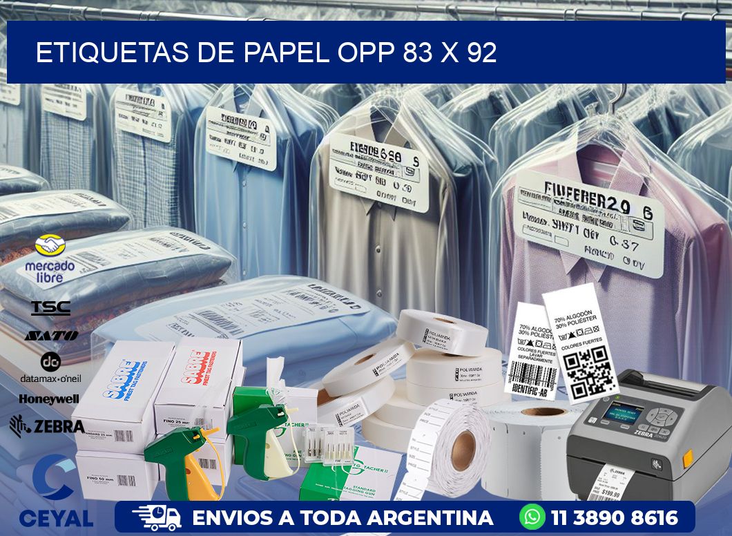 ETIQUETAS DE PAPEL OPP 83 x 92