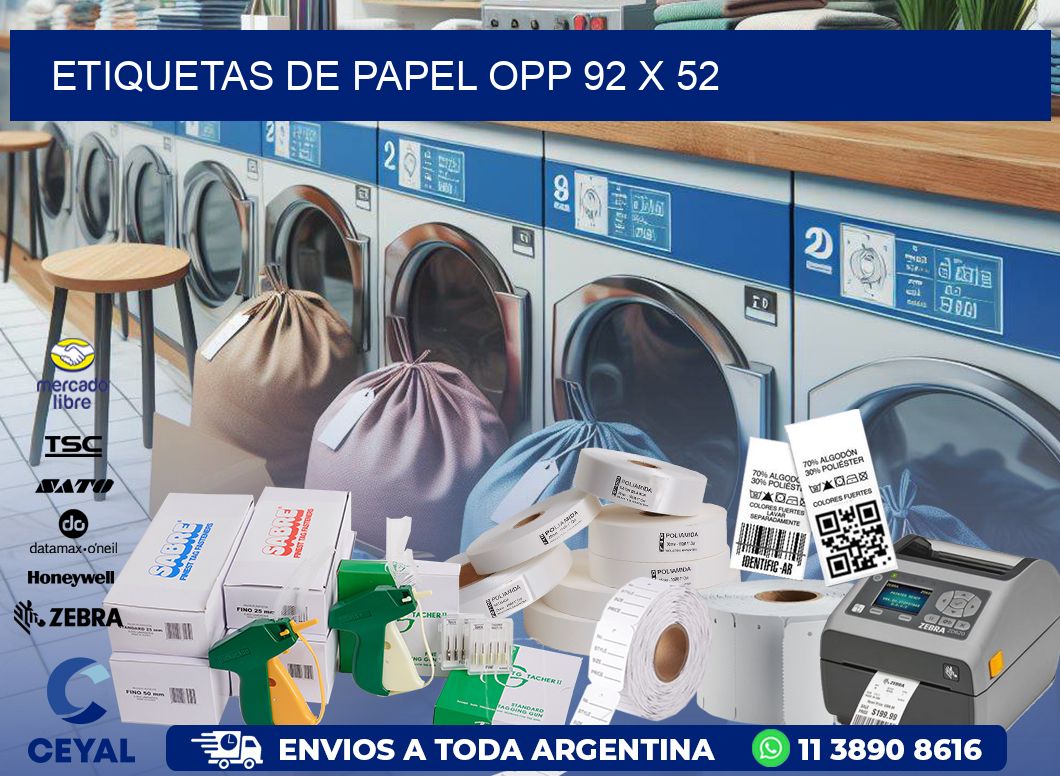 ETIQUETAS DE PAPEL OPP 92 x 52