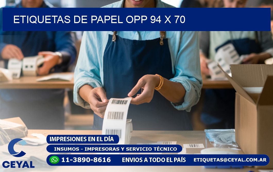 ETIQUETAS DE PAPEL OPP 94 x 70