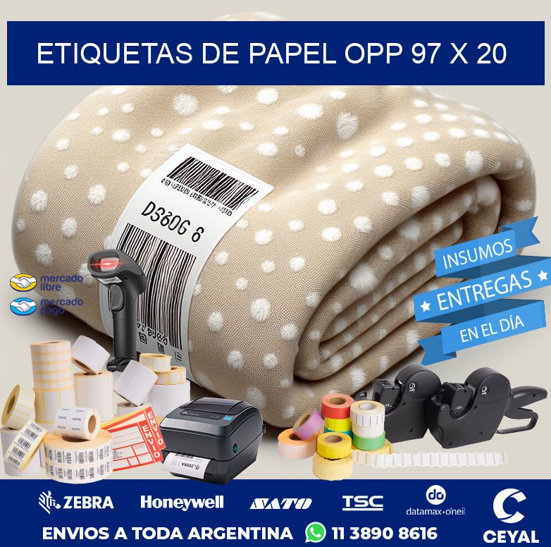 ETIQUETAS DE PAPEL OPP 97 x 20