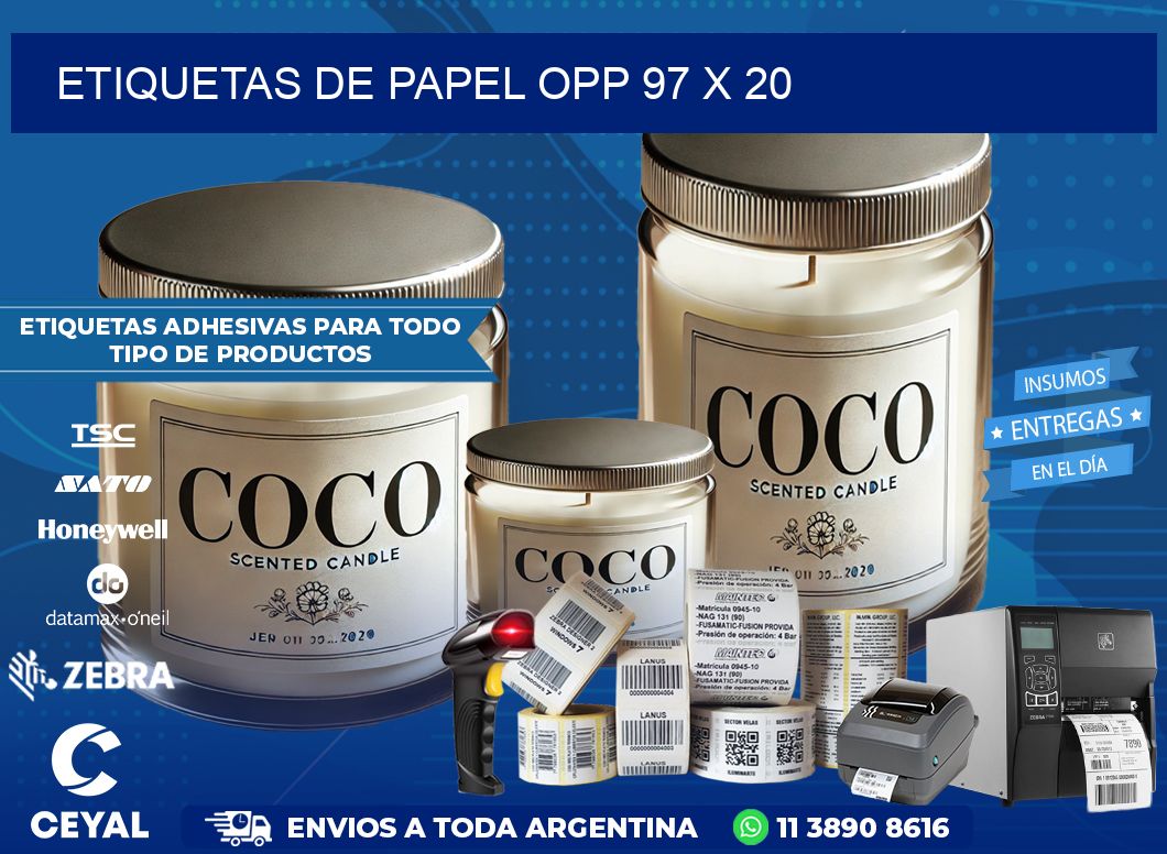 ETIQUETAS DE PAPEL OPP 97 x 20