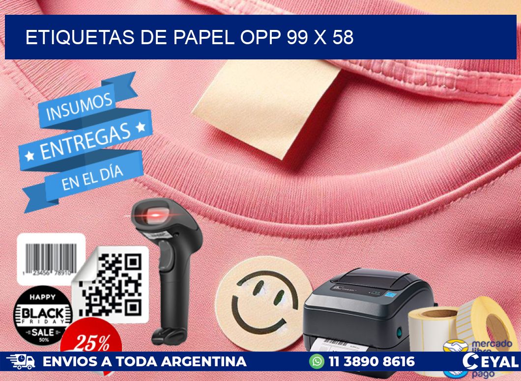 ETIQUETAS DE PAPEL OPP 99 x 58