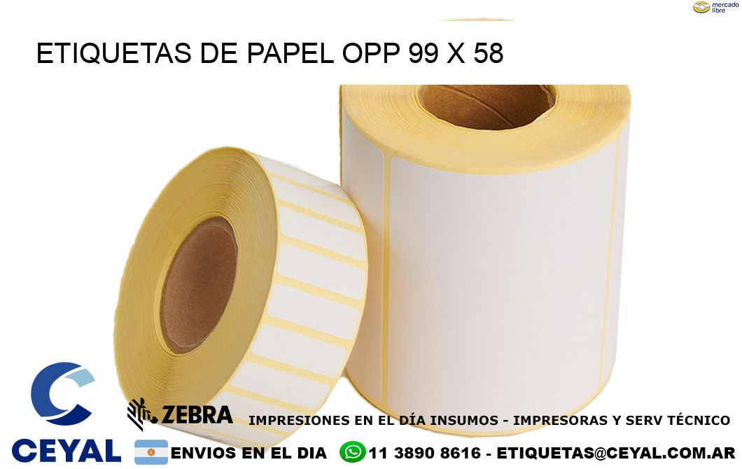 ETIQUETAS DE PAPEL OPP 99 x 58