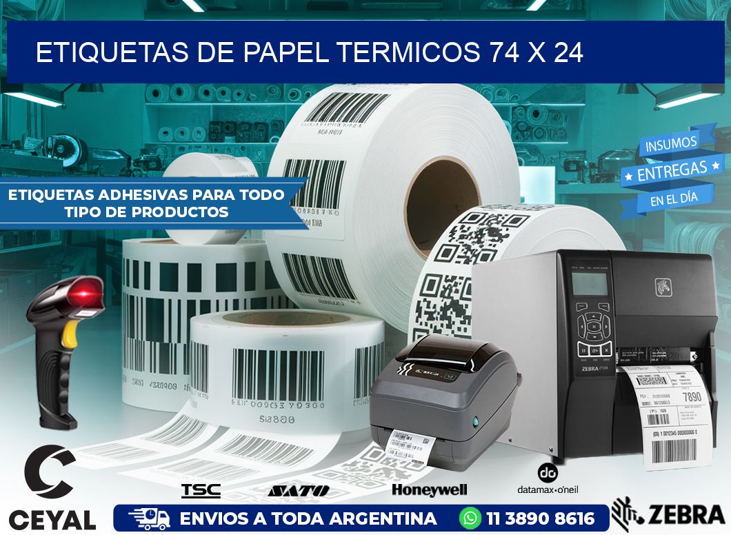 ETIQUETAS DE PAPEL TERMICOS 74 x 24