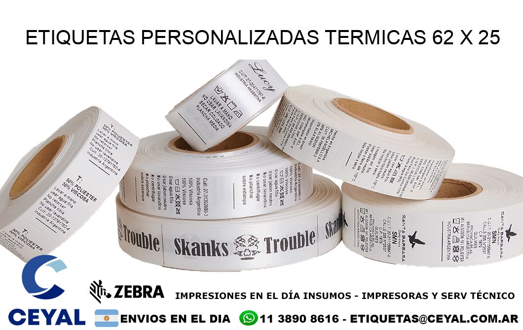 ETIQUETAS PERSONALIZADAS TERMICAS 62 x 25