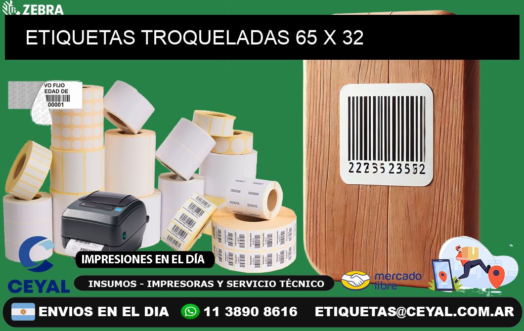 ETIQUETAS TROQUELADAS 65 x 32