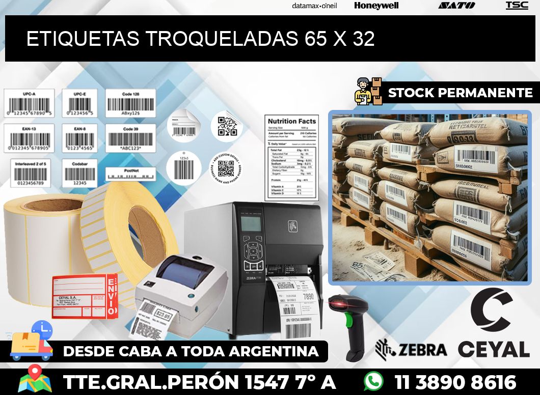 ETIQUETAS TROQUELADAS 65 x 32